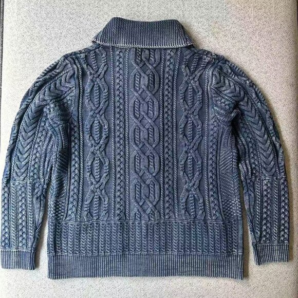 Polo Ralph Lauren Men's Double RL Aran-Knit Vintage Cotton Cardigan - Picture 7 of 14